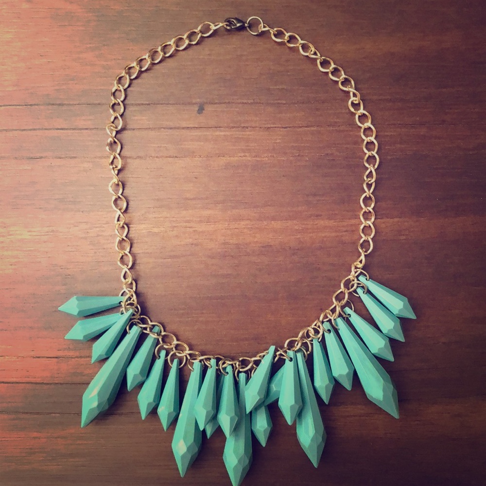 Charming Charlie teal/green and gold necklace